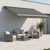 Motorised Outdoor Folding Arm Awning Retractable Sunshade Canopy Grey 3.0m x 2.5m