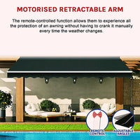 Motorised Outdoor Folding Arm Awning Retractable Sunshade Canopy Black 3.0m x 2.5m