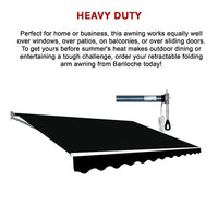 Motorised Outdoor Folding Arm Awning Retractable Sunshade Canopy Black 3.0m x 2.5m