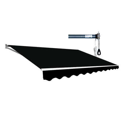 Motorised Outdoor Folding Arm Awning Retractable Sunshade Canopy Black 4.0m x 2.5m