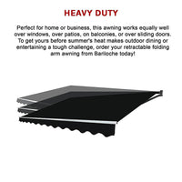 Motorised Outdoor Folding Arm Awning Retractable Sunshade Canopy Black 5.0m x 2.5m