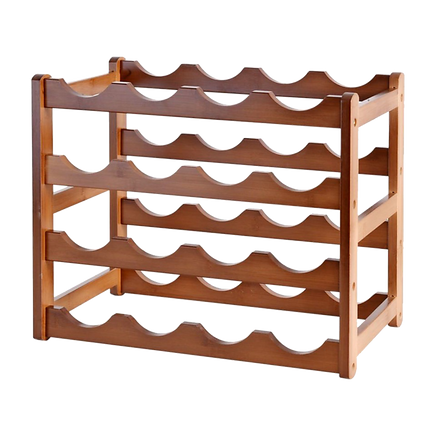 Bamboo Stackable Modular Freestanding Countertop Wine Shelf Rack