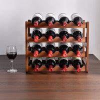 Bamboo Stackable Modular Freestanding Countertop Wine Shelf Rack