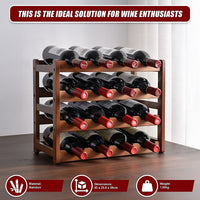 Bamboo Stackable Modular Freestanding Countertop Wine Shelf Rack