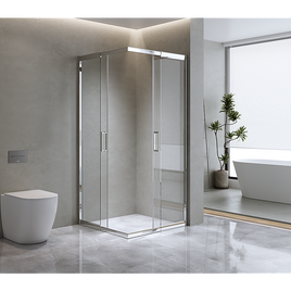 Adjustable 900x1100mm Double Sliding Door Glass Shower Screen in Chrome