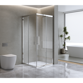 Adjustable 900x1000mm Double Sliding Door Glass Shower Screen in Chrome