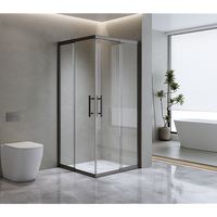 Adjustable 900x1100mm Double Sliding Door Glass Shower Screen in Black
