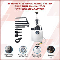 3L Transmission Oil Filling System Fluid Pump Manual Tool With 8pc ATF Adaptors