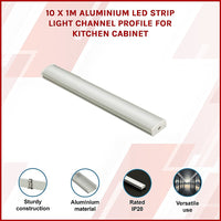 10 x 1M U-Style Aluminium LED Strip Light Channels for Cabinet Lighting