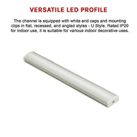 10 x 1M U-Style Aluminium LED Strip Light Channels for Cabinet Lighting