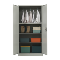 Two-Door Metal Cabinet Shelf Storage for Home Office Gym