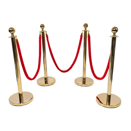 4 x Queue Barriers + 3 Ropes Exhibition Crowd Control Bollards