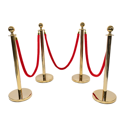 4 x Queue Barriers + 3 Ropes Exhibition Crowd Control Bollards