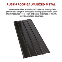 12 PCs Corrugated Roof Sheets Profile Galvanized Metal Roofing Carport Black