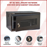 19" 6U Wall Mount Network DVR NVR Data Cabinet Enclosure