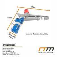 Sprinkler Irrigation Spray Large 360 Degree Adjustable Impact Area Water