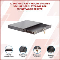 1U Locking Rack Mount Drawer Secure Steel Storage for 19" Network Server