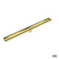 800mm Tile Insert Shower Bathroom Brushed Brass Grate Drain w/ Centre outlet Floor Waste