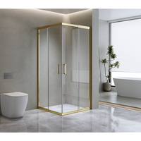 Adjustable 900x1000mm Double Sliding Door Glass Shower Screen in Gold