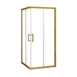 Adjustable 900x900mm Double Sliding Door Glass Shower Screen in Gold