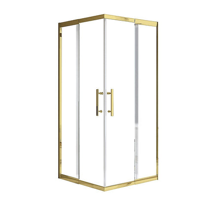 Adjustable 900x1100mm Double Sliding Door Glass Shower Screen in Gold