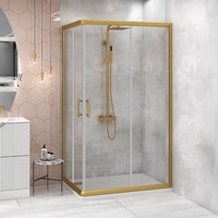 Adjustable 900x1200mm Double Sliding Door Glass Shower Screen in Gold