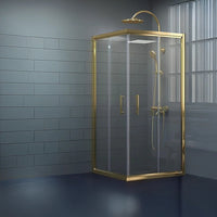 Adjustable 1200x900mm Double Sliding Door Glass Shower Screen in Gold