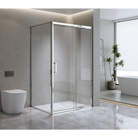 Adjustable 1500x800mm Single Door Corner Sliding Glass Shower Screen in Chrome