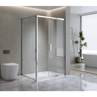 Adjustable 1500x800mm Single Door Corner Sliding Glass Shower Screen in Chrome