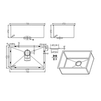 700x450mm Handmade Stainless Steel Undermount / Topmount Kitchen Laundry Sink with Waste