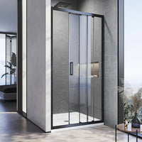 120-130cm Adjustable Wall to Wall Sliding Glass Shower Door in Black