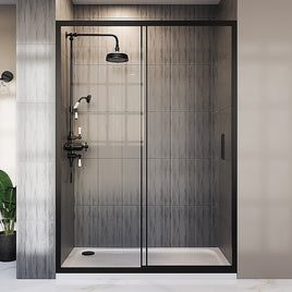 130-140cm Adjustable Wall to Wall Sliding Glass Shower Door in Black