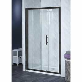 130-140cm Adjustable Wall to Wall Sliding Glass Shower Door in Black
