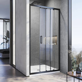 170-185cm Adjustable Wall to Wall Sliding Glass Shower Door in Black