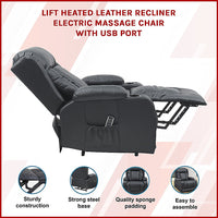 Lift Heated Leather Recliner Electric Massage Chair with USB port