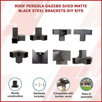 Roof Pergola Gazebo Shed Matte Black Steel Brackets DIY Kits