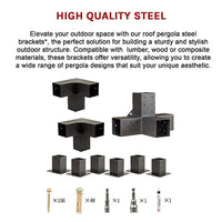 Roof Pergola Gazebo Shed Matte Black Steel Brackets DIY Kits