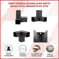 Roof Pergola Gazebo Shed Matte Black Steel Brackets DIY Kits