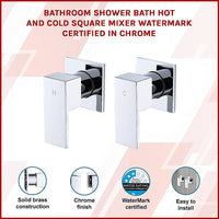 Bathroom Shower Bath Hot and Cold Square Mixer WATERMARK Certified in Chrome