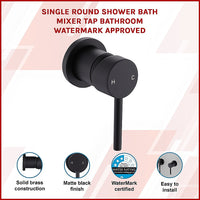 Single Round Shower Bath Mixer Tap Bathroom WATERMARK Approved