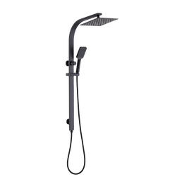 WELS 10" Rain Shower Head Set Square Dual Heads High Pressure with Handheld in Black