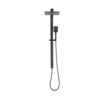 WELS 10" Rain Shower Head Set Square Dual Heads High Pressure with Handheld in Black