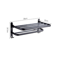 Towel Rack Folding Holder with Hook Accessories Wall Hanger Aluminium Bar Shelf