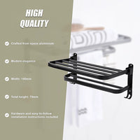Towel Rack Folding Holder with Hook Accessories Wall Hanger Aluminium Bar Shelf