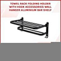 Towel Rack Folding Holder with Hook Accessories Wall Hanger Aluminium Bar Shelf
