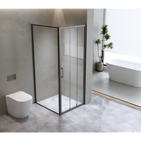 40mm Adjustable Contemporary Corner Sliding Black Shower Screen 120x80cm