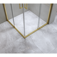 Adjustable 900x1000mm Double Sliding Door Glass Shower Screen in Gold