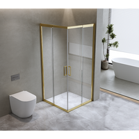 Adjustable 900x1100mm Double Sliding Door Glass Shower Screen in Gold