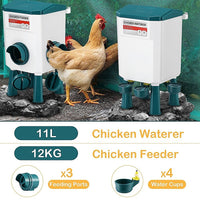 Chicken Feeder Water Food Treadle Poultry Feeding 12KG Large Capacity 11L