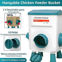 Chicken Feeder Water Food Treadle Poultry Feeding 12KG Large Capacity 11L